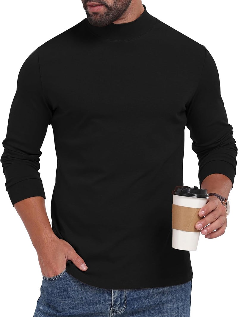 Sailwind Men's Mock Turtleneck Long Sleeve Shirt Cotton Basic Thermal Undershirt Lightweight Pullover - Image 1